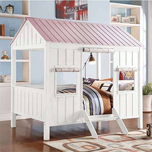 acme 37695F Spring Cottage Full Size Bed - White & Pink, 3 Piece